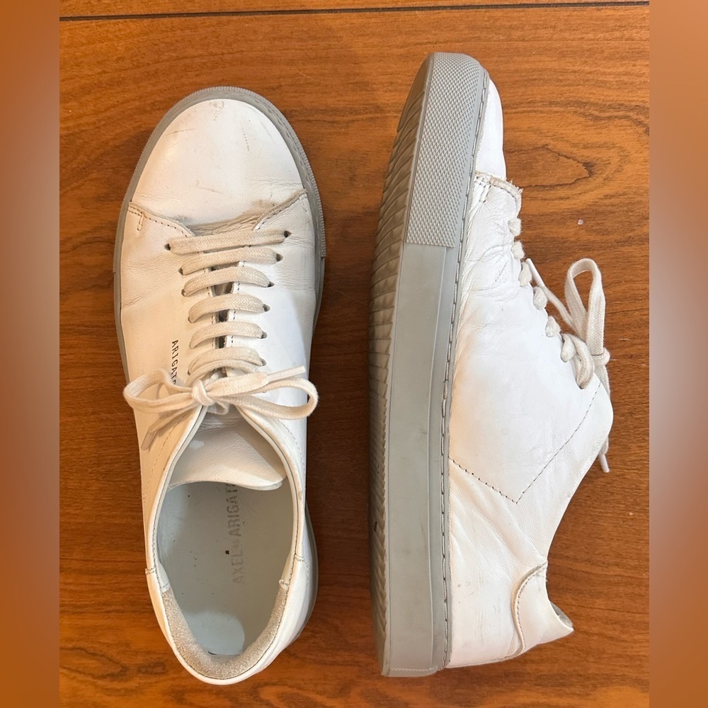 Axel Arigato White Leather Low-Top Sneakers with Gray Soles